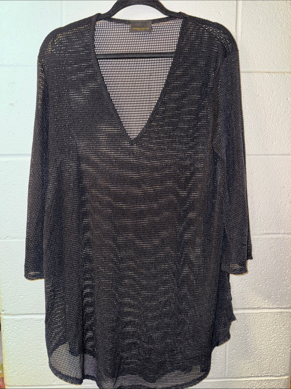 Sheer V-Neck Black Beach Cover Up